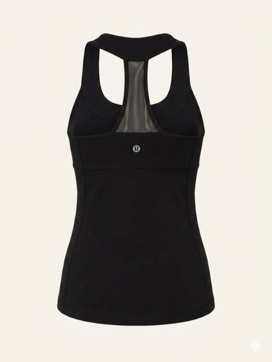 lululemon athletica Tops - Lululemon Black Mesh Racerback Tank - Built-in Bra - Size 4 - EUC